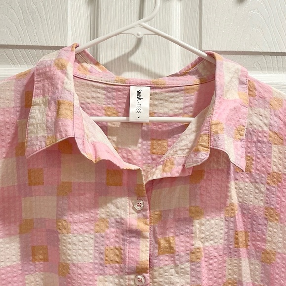 Smash + Tess Malia Pink Hawaiian Check Plaid Shirt - Picture 5 of 14